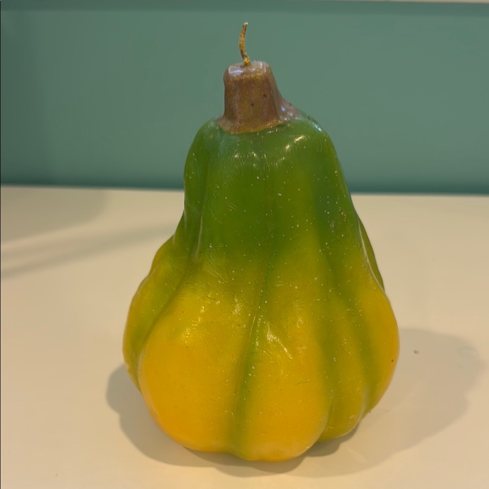 Green and Yellow Pear-Shaped Candle